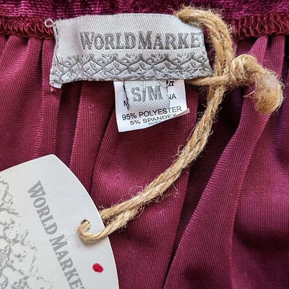 NWT WORLD MARKET Burgundy Velvet Off-Shoulder Top Size S/M - Picture 6 of 9
